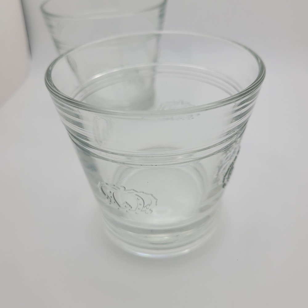 Crown Royal Set of 2 Lowball Whiskey Glass w Embossed Crowns 3.25" ITALY Tapered - Picture 2 of 5
